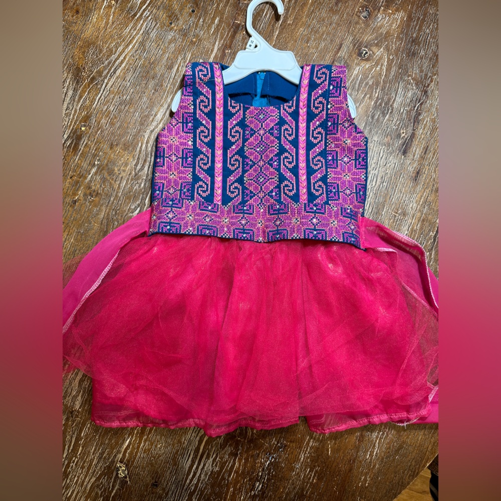 Customized Palestinian embroidery tatreez little girl dress thobe tutu w bow